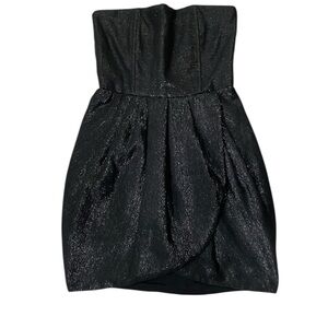 Alice + Olivia Womans Black Shimmer Strapless Mini Party or Prom Dress Sz S
